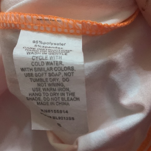 NWT orange and white shirt sleeve top says love size small - Picture 5 of 6
